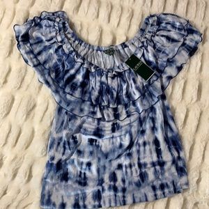 NWT Ralph Lauren blue tie dye top size small